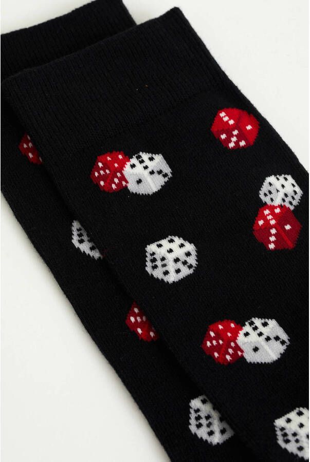 WE Fashion sokken zwart wit rood