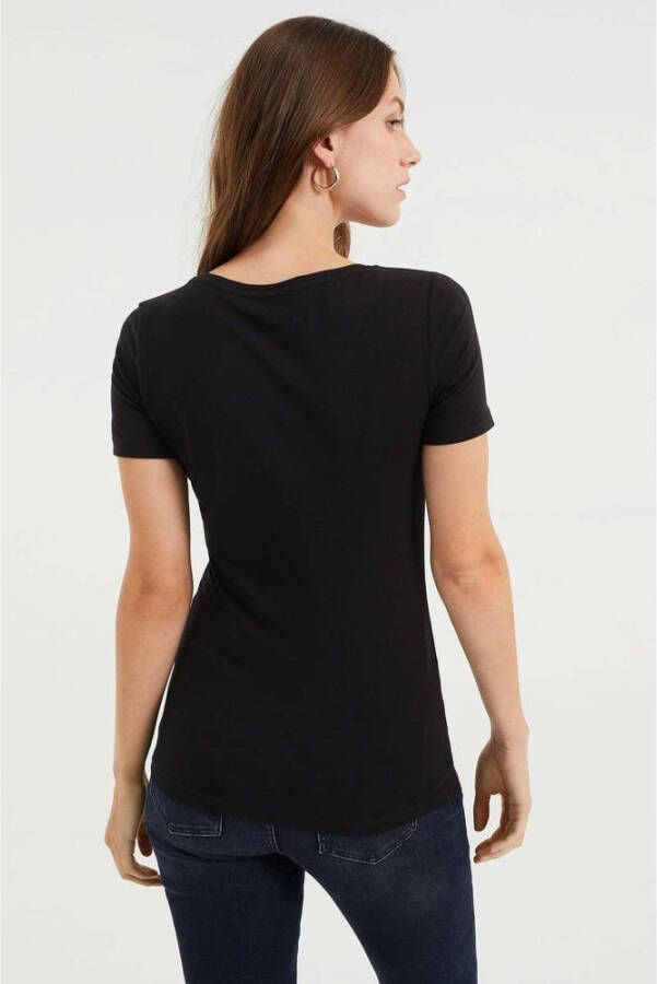 WE Fashion T-shirt met biologisch katoen zwart