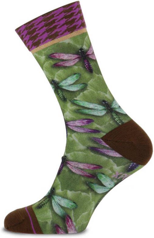 XPOOOS sokken Ginko groen paars