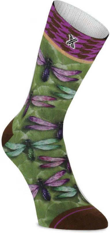 XPOOOS sokken Ginko groen paars