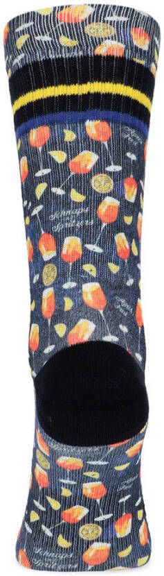 XPOOOS x A Fish Named Fred sokken Snaps met all-over print donkerblauw oranje