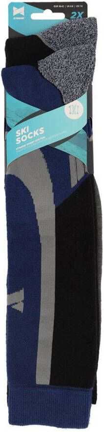 Xtreme skisokken set van 2 zwart blauw