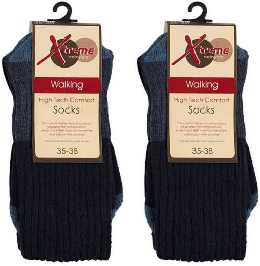 Xtreme wandelsokken set van 2 donkerblauw