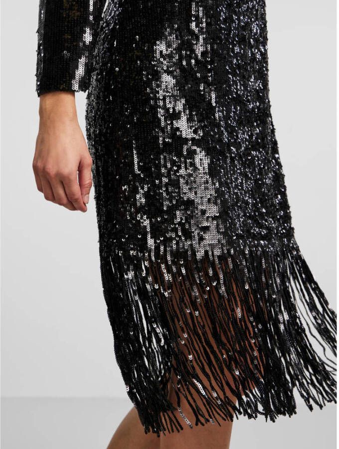 Y.A.S jurk YASFLAPPER met pailletten zwart
