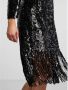 Y.A.S. Zwarte Midi Jurk Yasflapper 7 8 Sequin Dress - Thumbnail 5