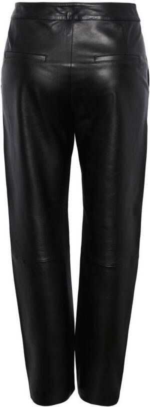 Y.A.S leren high waist straight fit broek YASLINE zwart - Foto 2