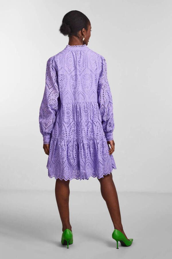 Y.A.S semi-transparante trapeze jurk YASHOLI met biologisch katoen lila
