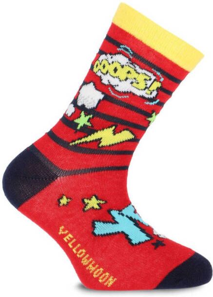 Yellow Moon sokken met print set van 2 rood zwart