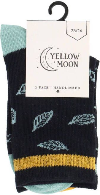 Yellow Moon sokken met print set van 2 zwart