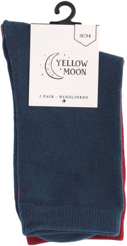 Yellow Moon sokken set van 2 antraciet donkerrood