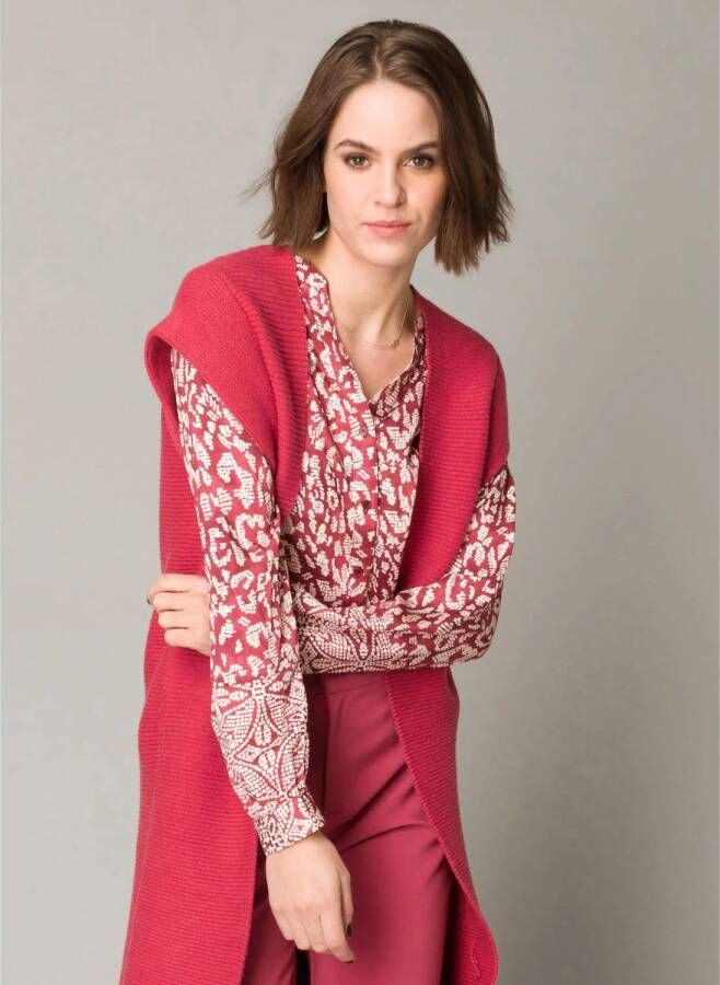 Yest blouse met dierenprint rood ecru - Foto 3