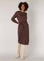 Yest fijngebreide jurk met ceintuur bruin - Thumbnail 2