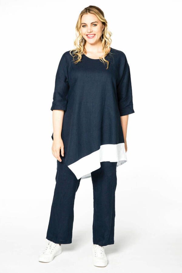 YOEK linnen loose fit broek blauw - Foto 2