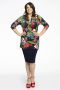 YOEK top DOLCE van travelstof donkerblauw groen rood - Thumbnail 2