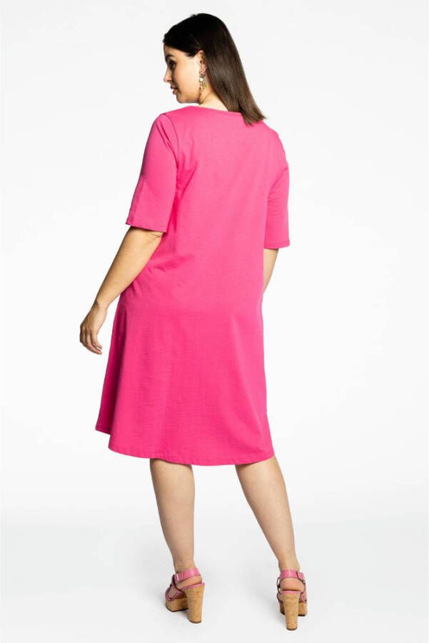 Yoek A-lijn jurk COTTON roze - Foto 2