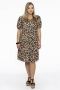 Yoek A-lijn jurk DOLCE van travelstof met dierenprint bruin - Thumbnail 2