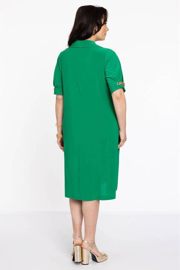Yoek A-lijn jurk van DOLCE travelstof groen