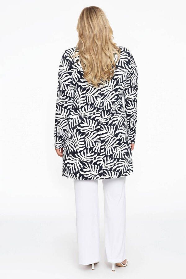 YOEK blazer DOLCE van travelstof met all over print zwart wit