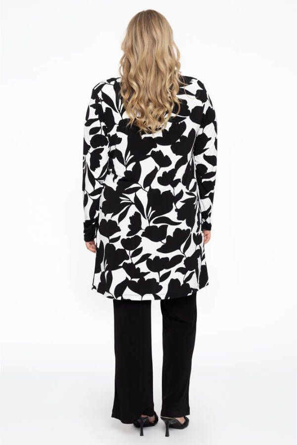 YOEK blazer DOLCE van travelstof met printopdruk zwart wit
