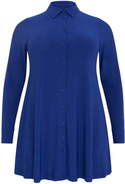 Yoek blouse DOLCE van travelstof blauw