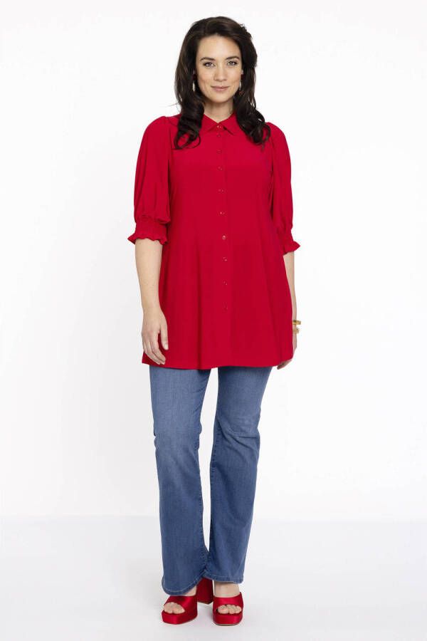 Yoek blouse DOLCE van travelstof rood