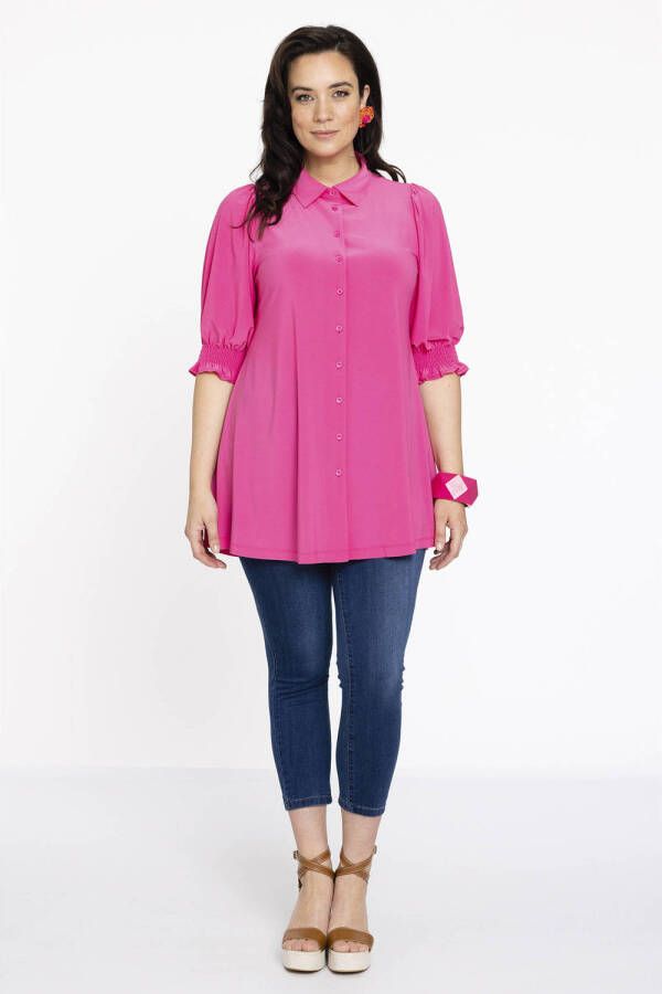 Yoek blouse DOLCE van travelstof roze