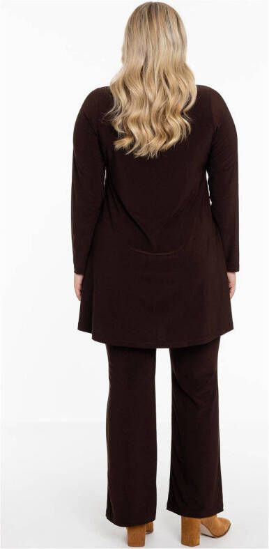YOEK bootcut broek van travelstof donkerbruin