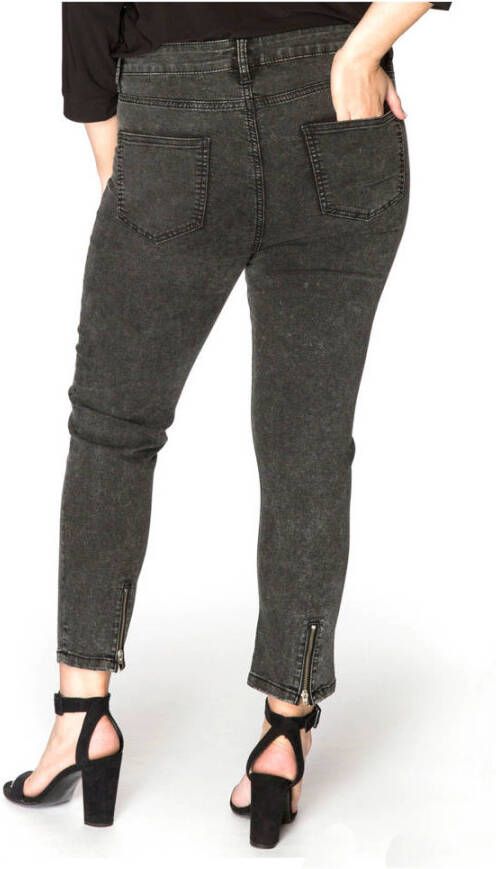 Yoek cropped high waist skinny jeans antraciet