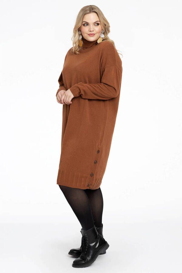 Yoek gebreide jurk met wol bruin - Foto 2