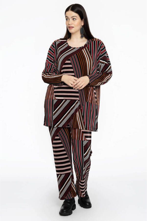 YOEK gestreepte tuniek donkerrood - Foto 2