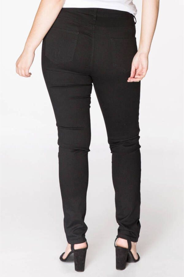 YOEK high waist skinny jeans met slijtage zwart - Foto 3