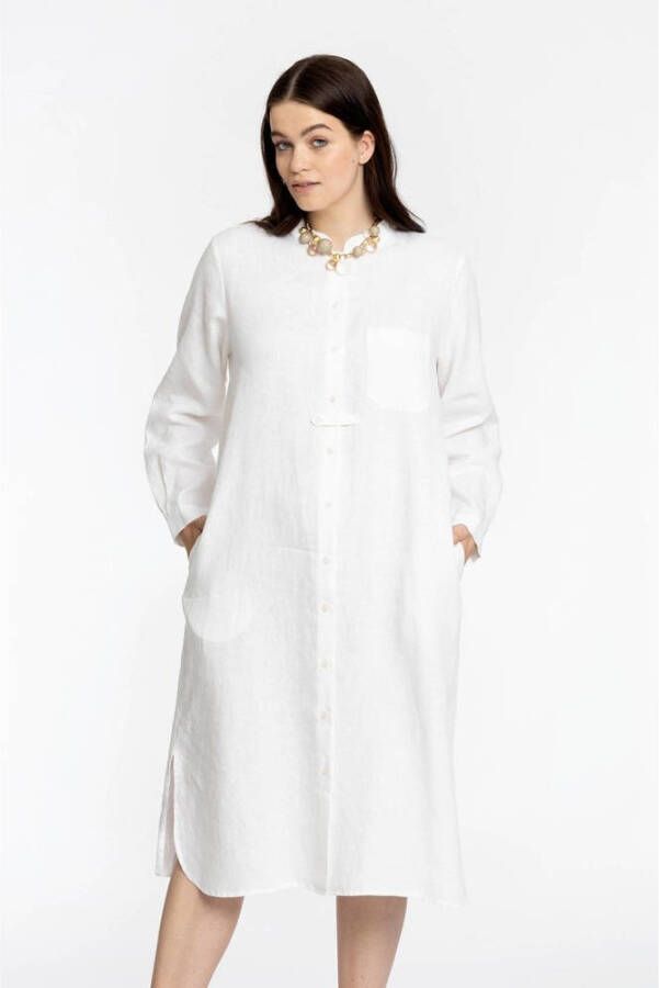 YOEK PORTRAITS lange blouse van linnen met zijsplitjes LINEN wit - Foto 2