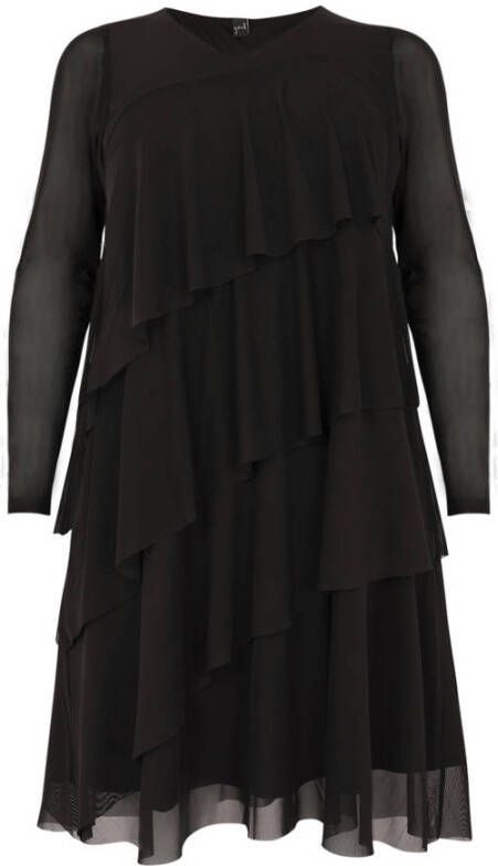 Yoek semi-transparante jurk zwart