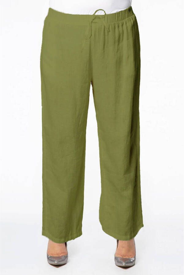 YOEK straight fit broek LINEN groen