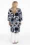 Yoek tuniek DOLCE van travelstof met all over print donkerblauw wit - Thumbnail 2