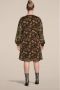 Zhenzi A-lijn jurk MELODIE met all over print en ceintuur zwart bruin - Thumbnail 4