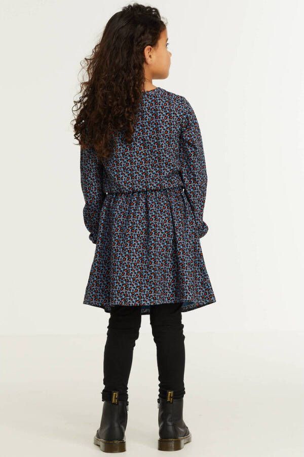 Zigga jurk met panterprint blauw roestbruin Meisjes Polyester Ronde hals 140 - Foto 4