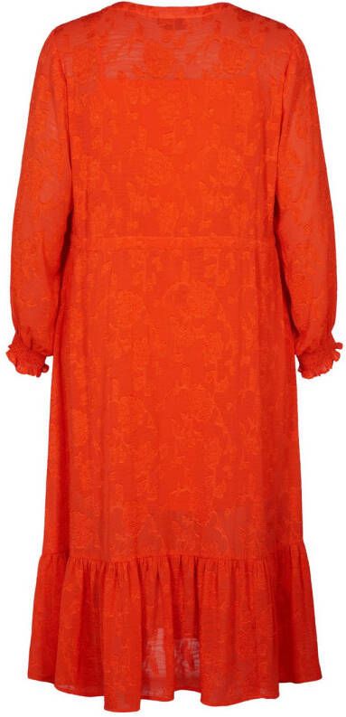 Zizzi jurk MSALLY met all over print en volant oranje
