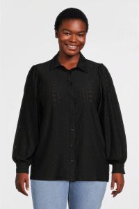 Exxcellent blouse Loreen met all over print en open detail zwart