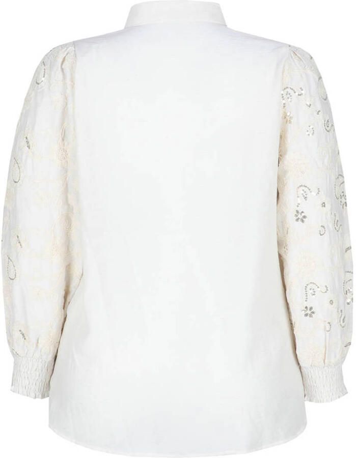 Exxcellent blouse Plus Size met pailletten en linnen wit - Foto 2