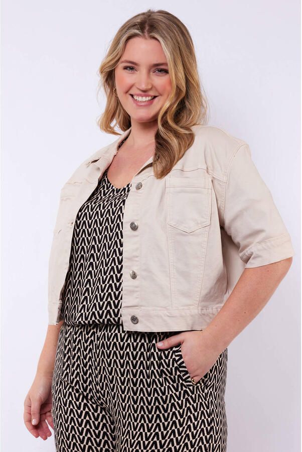 Exxcellent denim spijkerjas beige