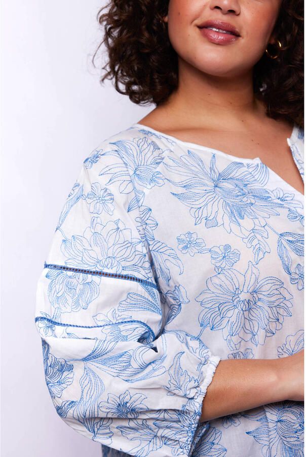 Exxcellent gebloemde blouse blauw - Foto 2