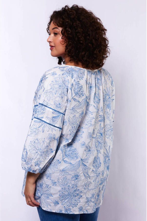 Exxcellent gebloemde blouse blauw - Foto 3