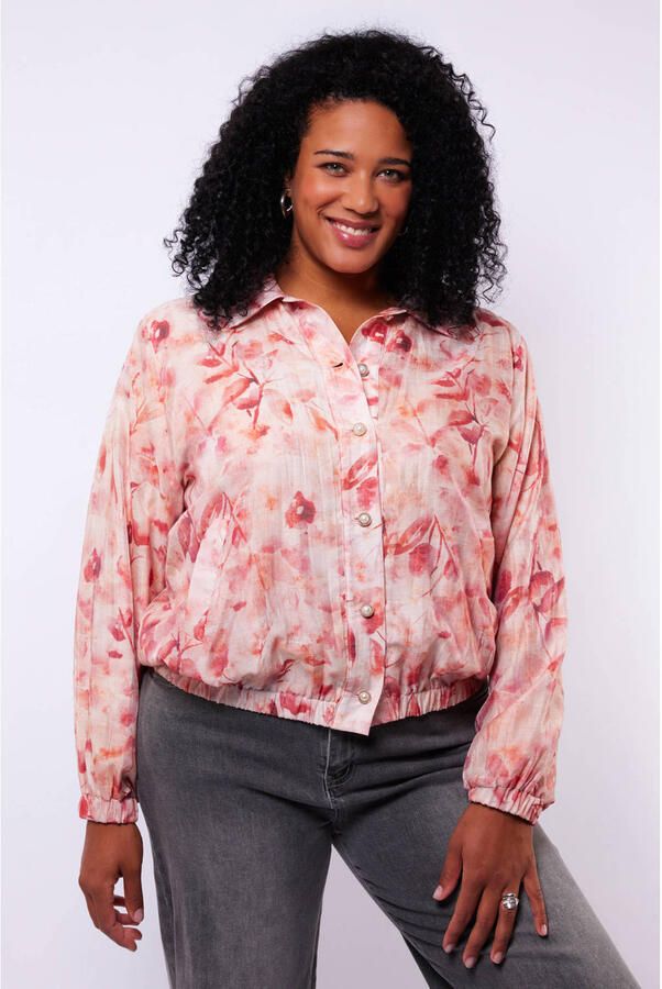 Exxcellent gebloemde blouse lichtroze
