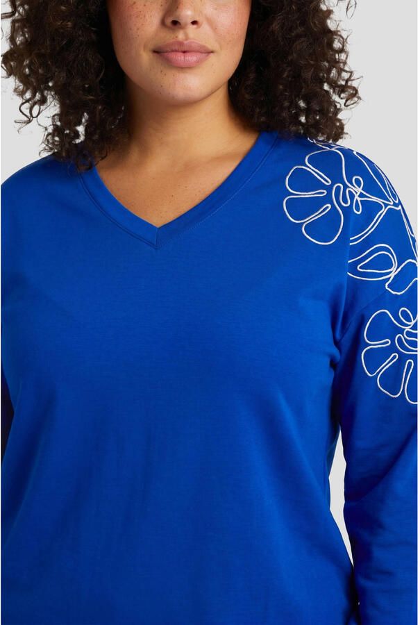 Exxcellent gebloemde sweater met borduursels Plus Size blauw - Foto 2