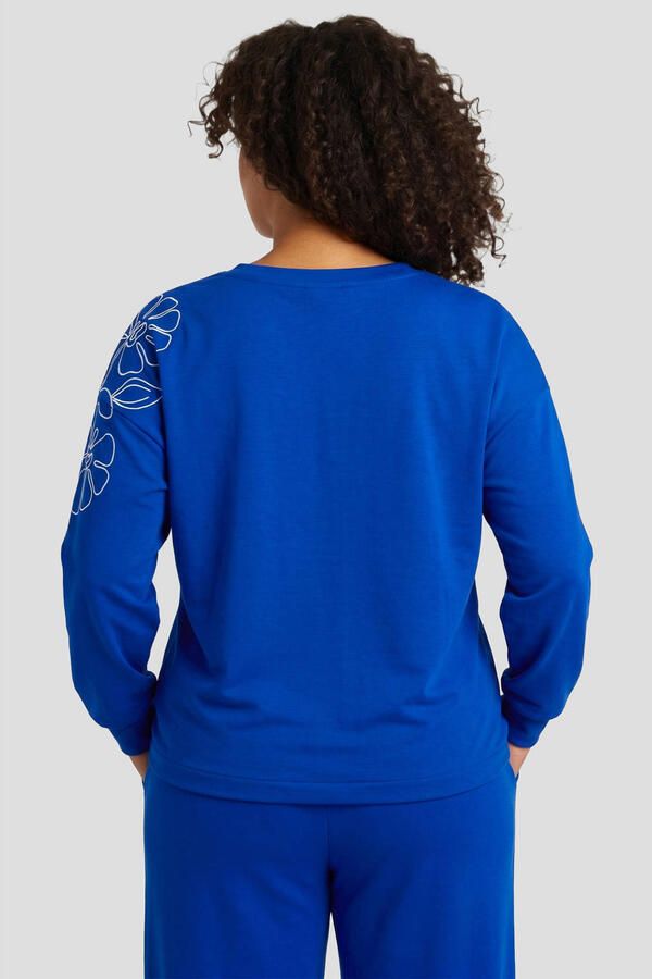 Exxcellent gebloemde sweater met borduursels Plus Size blauw - Foto 3