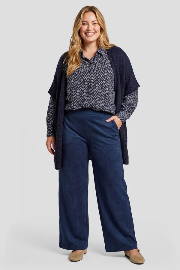 Exxcellent gebreid vest Plus Size met wol donkerblauw