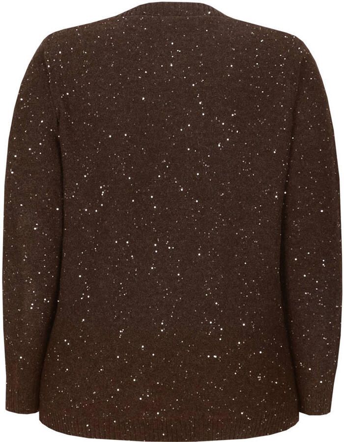 Exxcellent gebreide trui met glitters Plus Size bruin - Foto 2