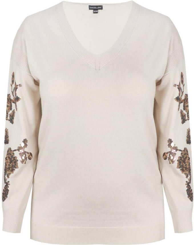 Exxcellent gebreide trui met pailletten Plus Size zand
