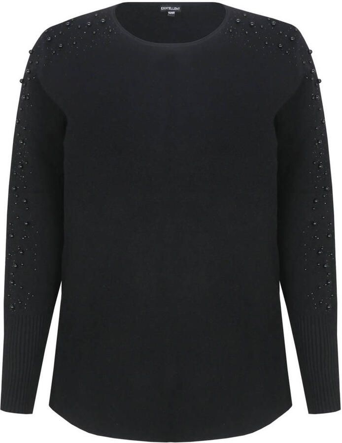 Exxcellent gebreide trui met parels Plus Size zwart
